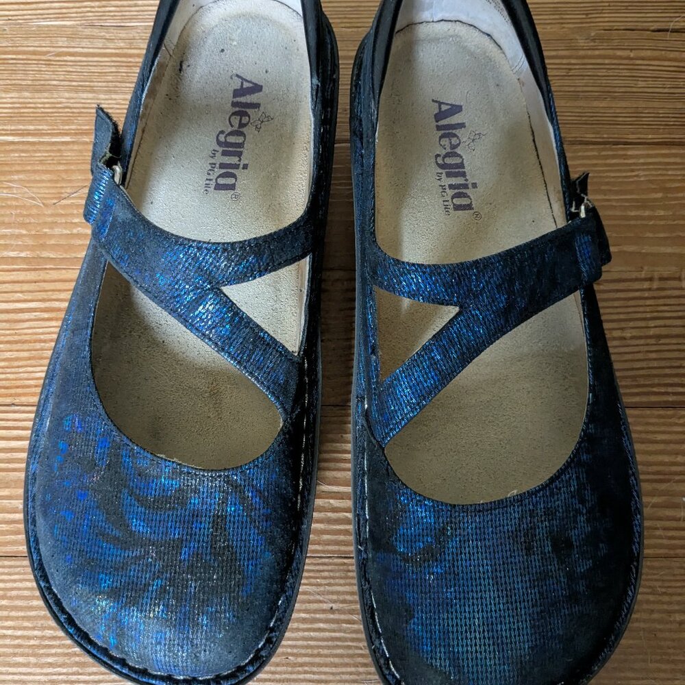 Alegria Dayna DAY-741 Blue Twist Sparkling Blue Holo Mary Jane Shoes 39 us 8.5